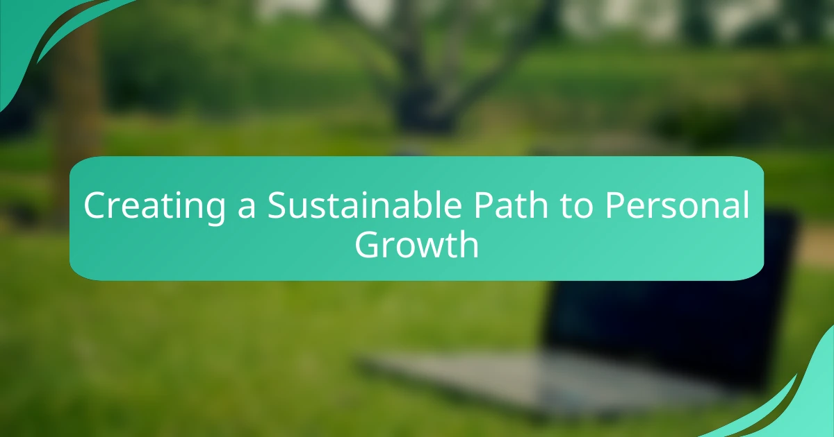Creating a Sustainable Path to Personal Growth